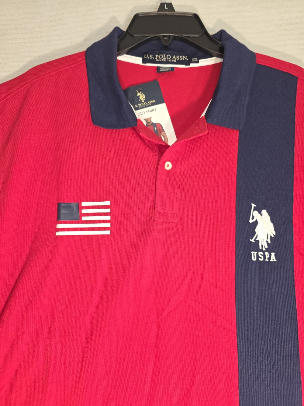 U.S. Polo Assn. Red Polo with Navy Stripe & Collar